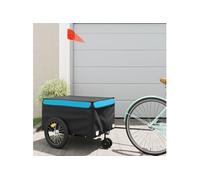 vidaXL Remorque de vélo 94107 – 45 kg – fer – noir et bleu