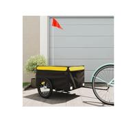 vidaXL Remorque pour vélo noir et jaune 45 kg fer 94085
