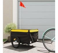 vidaXL Remorque pour vélo 94085 – noir et jaune, capacité 45 kg, fer