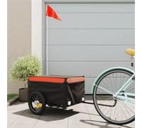 Remorque de vélo noir et orange 30 kg fer Noir G
