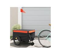 Remorque de vélo noir et orange 45 kg fer