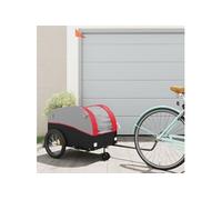 vidaXL Remorque de Vélo, Chariot de Transport avec Drapeau de Sécurité, Poussette de Vélo avec Roues et Barre d'Attelage, Noir et Rouge 45 kg Fer