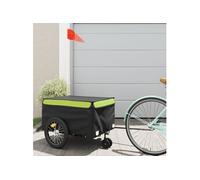Vidaxl Remorque De Vélo Noir Et Vert 45 Kg Fer