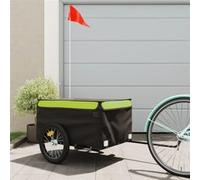 vidaXL Remorque de vélo Noir et vert 45 kg Fer Noir G