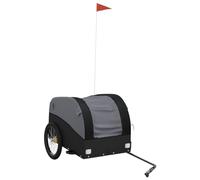 Remorque de vélo noire en fer 45 kg avec drapeau de sécurité, pliable, pour transport de charge, bagages, chien, enfant, bébé, excursion en plein air, camping, ville, excursion, accessoires