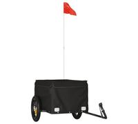 Remorque de vélo noire en fer - Capacité de charge de 30 kg - Avec attelage et suspension - Pliable - Pour transport de bagages, chien, enfant et shopping au quotidien, en plein air, camping, voyage