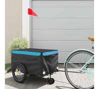 Remorque de vélo noire et orange en fer avec capacité de charge, 120 x 54 x, drapeau de sécurité, pliable, pour transport de bagages, chien, enfant et excursions en plein air