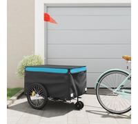 Remorque de vélo noire et orange en fer avec capacité de charge, 120 x 54 x, drapeau de sécurité, pliable, pour transport de bagages, chien, enfant et excursions en plein air