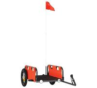Remorque de vélo orange en tissu Oxford et fer revêtu par pulvérisation, pliable avec embrayage, sécurité et protection pour le transport de bagages, enfant, chien, idéale pour la ville, les