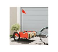 Remorque de vélo orange tissu oxford et fer