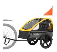 Remorque de vélo Pliable SEPNINE Compatible pour 1à2 Enfants à partir de 12Mois, avec Harnais à 5 Points et Sacs de Rangement-Jaune