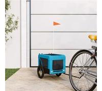 vidaXL Remorque de Vélo pour Animaux de Compagnie, Chariot à Vélo pour Chien avec Roues, Poussette de Chien, Bleu et Noir Tissu Oxford et Fer