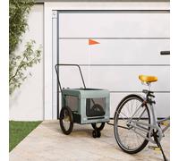 vidaXL Remorque de Vélo pour Animaux de Compagnie, Chariot à Vélo pour Chien avec Roues, Poussette de Chien, Gris et Noir Tissu Oxford et Fer
