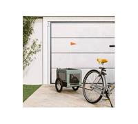 vidaXL Remorque de Vélo pour Animaux de Compagnie, Chariot à Vélo pour Chien avec Roues, Poussette de Chien, Gris et Noir Tissu Oxford et Fer