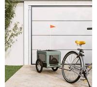vidaXL Remorque de Vélo pour Animaux de Compagnie, Chariot à Vélo pour Chien avec Roues, Poussette de Chien, Gris et Noir Tissu Oxford et Fer