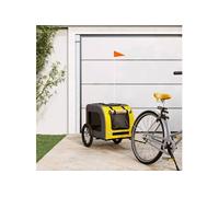 vidaXL Remorque de vélo pour chien jaune et gris tissu oxford et fer 93833