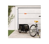 vidaXL Remorque de Vélo pour Chien, Chariot à Vélo pour Chien avec Roues et Drapeau, Poussette de Chien avec Portes, Noir Tissu Oxford et Fer