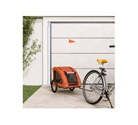 vidaXL Remorque vélo animaux compagnie, Chariot à vélo pour chien avec drapeau et roues, Orange
