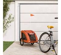 vidaXL Remorque vélo animaux compagnie, Chariot à vélo pour chien avec drapeau et roues, Orange