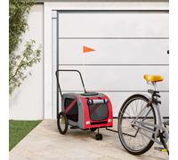 Remorque de Vélo pour Animaux de Compagnie Poussette Rouge et Gris vidaXL
