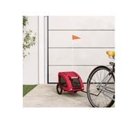 vidaXL Remorque de Vélo pour Animaux de Compagnie, Chariot à Vélo pour Chien avec Roues, Poussette de Chien, Rouge Tissu Oxford et Fer