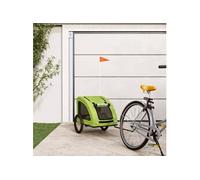 vidaXL Remorque de vélo pour chien – Tissu Oxford imperméable, cadre en fer durable, 45 kg – Vert