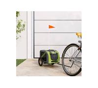 vidaXL Remorque de vélo pour chien 93871 – tissu Oxford et fer, vert et gris