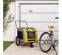 Remorque de vélo pour animaux de compagnie jaune et gris