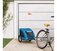 Remorque de vélo pour chien bleue en tissu Oxford et fer, pliable avec fenêtre en filet, réflecteurs et toit en PVC, 137 x 68 x 72 cm, charge maximale de 45 kg, idéale pour les excursions, l'extérieur