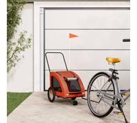 Remorque de vélo pour chien en fer robuste avec tissu Oxford orange, pliable, avec fenêtres en filet et protection contre la pluie, capacité de charge de 45 kg, idéale pour la marche, l'extérieur