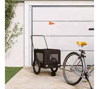 Remorque de vélo pour chien noire en tissu Oxford et fer, pliable avec filet et protection contre la pluie, charge de 45 kg, pour l'extérieur, promenade et transport de petits chiens et chats