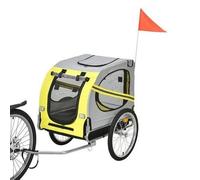 Remorque de vélo pour chien pliable en acier et polyester imperméable - Jaune et Noir - Charge 40 kg