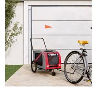 vidaXL Remorque de vélo pour chien – Rouge et gris – Tissu Oxford, fer