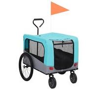 Remorque de vélo pour chiens et poussette 2 en 1 bleu et gris Bleu G