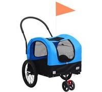 Remorque de vélo pour chiens et poussette 2 en 1 bleu et noir Bleu G