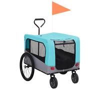 Remorque de Vélo pour Chiens et Poussette 2-en-1 Chariot Bleu et Gris vidaXL