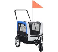 vidaXL Remorque de vélo pour chiens et poussette 2-en-1 Gris et bleu Gris G