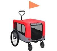 Remorque de vélo pour chiens et poussette 2 en 1 rouge et gris Rouge G