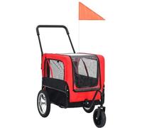 vidaXL Remorque de vélo pour chiens et poussette 2-en-1 Rouge et noir