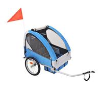 Remorque de vélo pour enfants - vidaXL - Gris et bleu - 30 kg - Harnais de sécurité 5 points - Acier robuste