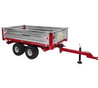 Remorque double essieu 2500 kg pour Micro-Tracteur - Benne galvanisée basculante hydraulique - 2400 x 1250 x 400 mm - Attelage anneau ø50 mm Torros AHRT2506H
