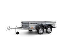 Remorque double essieu acier 235 cm ridelles ouvrantes 235T | Les ouvertures avant et arrière facilitent le transport et la manutention de marchandises, équipements et matériaux.