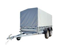 Remorque double essieu en acier 265 cm ridelles avant/arrière ouvrantes 265T Bâche haute