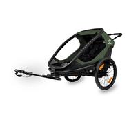 Hamax - Remorque Outback Vert/Noir - 2 Places - Légère et Confortable - Sièges inclinables - Grandes fenêtres - Réflecteurs pour visibilité - Fixation vélo/Poussette - Cadre Aluminium