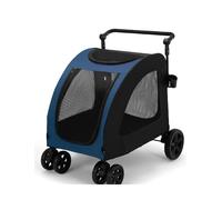 Remorque et poussette de vélo pour chien de qualité supérieure, chariot pliable 2 en 1 pour chiens de taille moyenne, facile à nettoyer et rangement pratique, léger et bleu