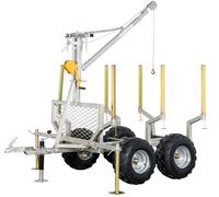 Remorque forestière double essieu 4 roues 1400kg 1800-2650x1300x1000mm avec grue de levage Torros AHR1400W