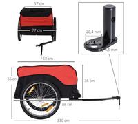 Remorque Homcom Cargo Trailer 150kg Rosa-Noir Facile à Tracter Convient pour Vélo Livraison et Divers Transports
