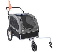 Remorque Pour Chien-Duoku- Capacité De 40 Kg-Poussette 2 En 1- Cadre Facile À Plier-Coupleur Universel-Réflecteurs Multicolore