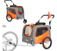 Remorque pour vélo de chien, supporte jusqu'à 30 kg, porte-vélos 2 en 1 pour poussette pour animaux de compagnie, cadre de chariot facilement pliable avec roues à attache rapide, attelage universel po