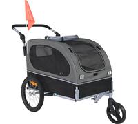 Remorque pour vélo de chien - Supporte jusqu'à 88 livres - Porte-vélo 2 en 1 pour poussette pour animaux de compagnie - Châssis de chariot facilement pliable avec roues à dégagement rapide - Attelage